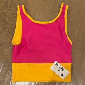 Tiger Friday Pink and Yellow Women's Top